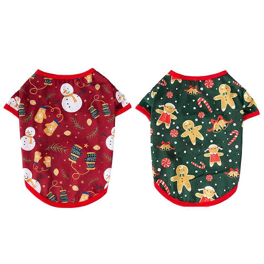 Here's a refined and engaging product description for your **"2pcs Pet Christmas Costume Funny Dog Cosplay Outfit (Snowman & Gingerbread)"**:
π