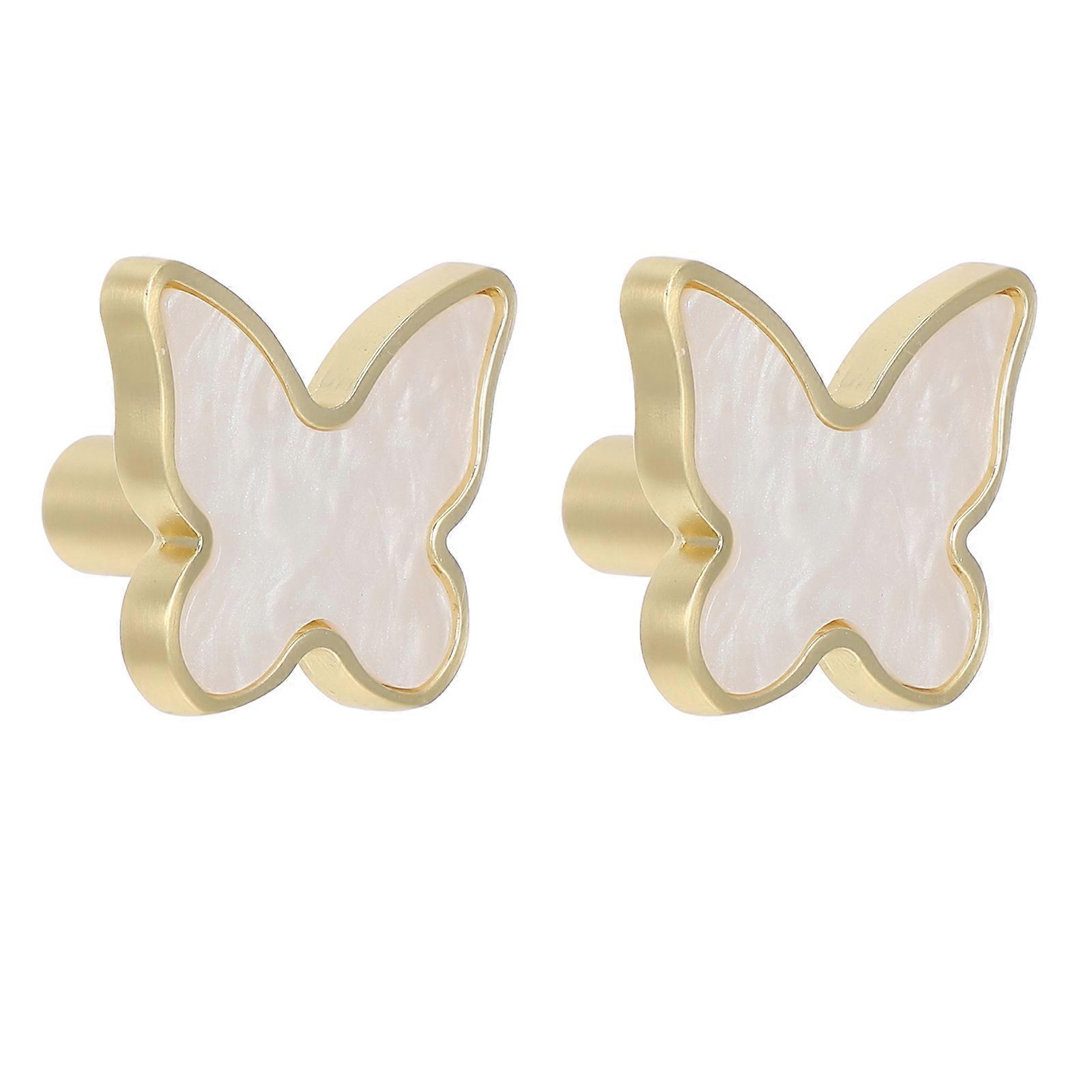 Butterfly Handle Decorative Drawer Pulls for Furniture 2Pcs White