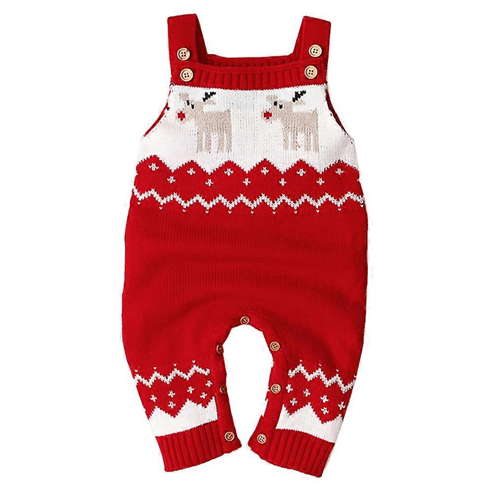 Sweater For Kids Christmas Elk Pattern Rompers Red Comfortable Touch 80Cm Casual Wearing 1Pack
