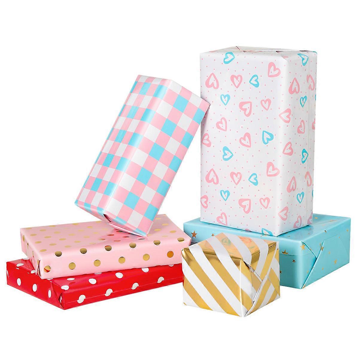 Flower Wrapping Paper Roll Stobok Craft Project For Christmas Mother's Day Holidays Fashion Design 39.4 X 17.3 In 6 Sheets