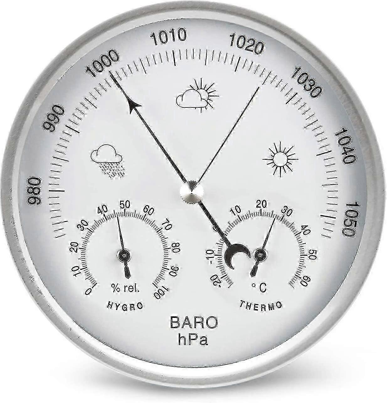 Værstasjon Analogt ringebarometer med termometer hygrometer luftpresse