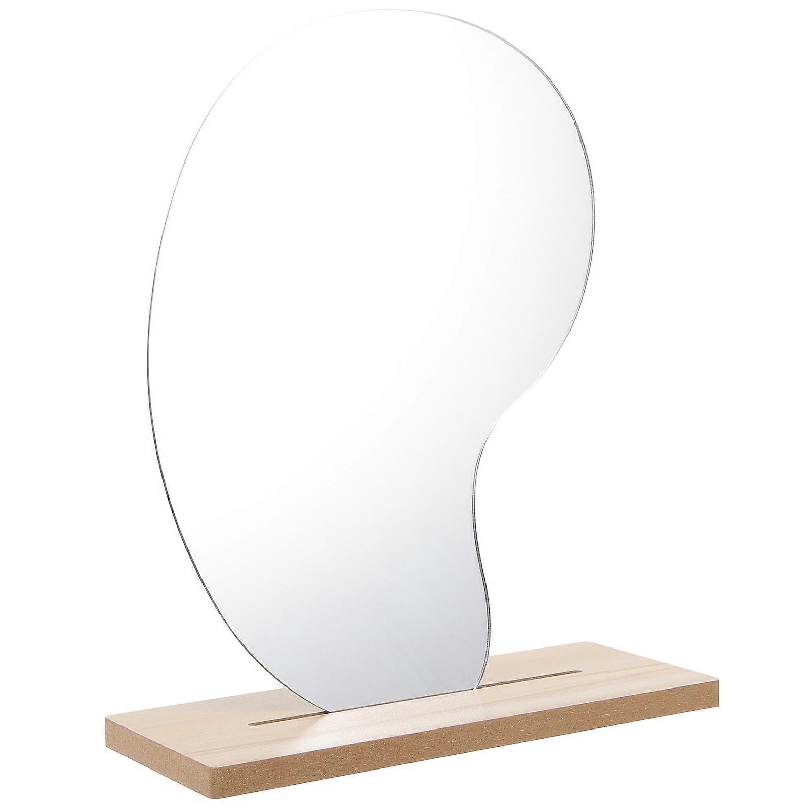Makeup Mirror Tabletop Vanity Mirror Diy Projects Daily Use Acrylic Wood Material 9.3X6.1X0.0in High-Definition Mirror Surface 1 Set