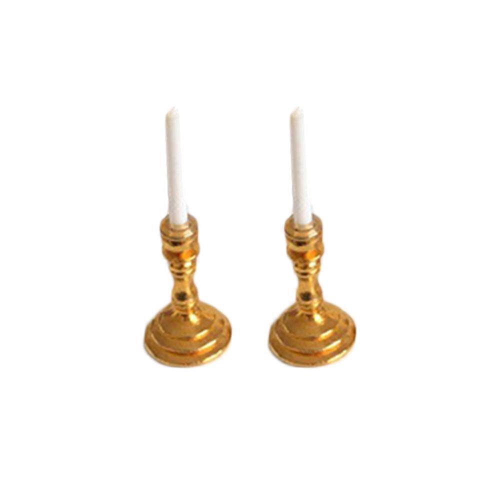 Dollhouse Candlestick Lamp Wooden Miniature Accessories for Home Decor 0.4X0.4X1.4in 2Pack