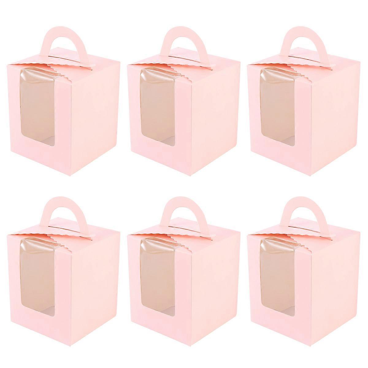 Cupcake Box Single Pink Square Decorative Package 15.5x9.5x9.5cm 50Pcs