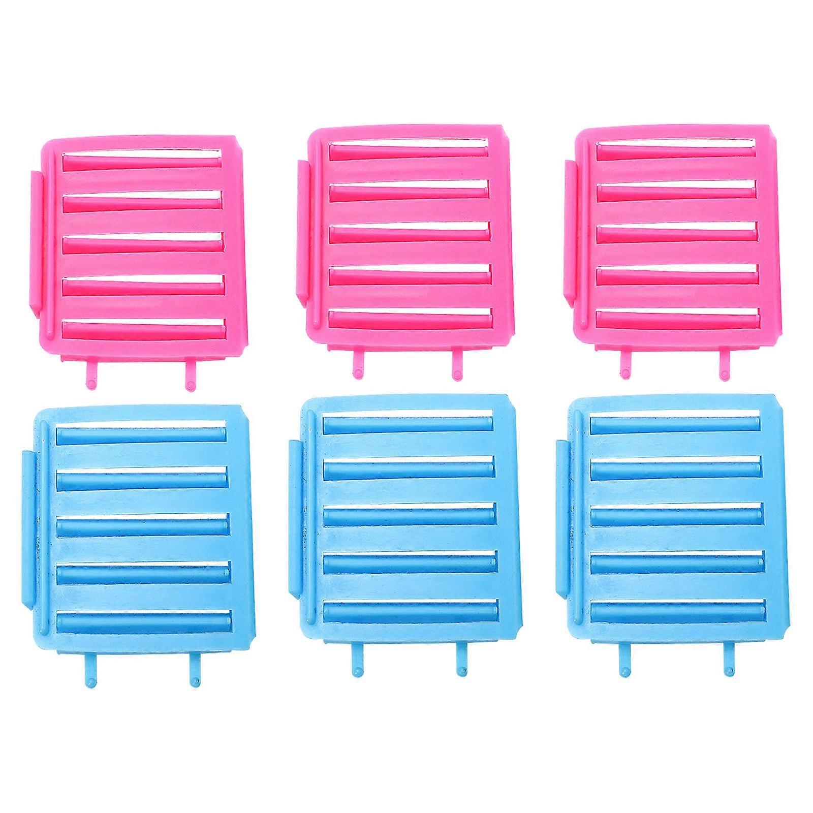 Hair Styling Clamp Hair Curler Boards Bedtime Use Assorted Color 7x5cm Thick Hair 6 Sets