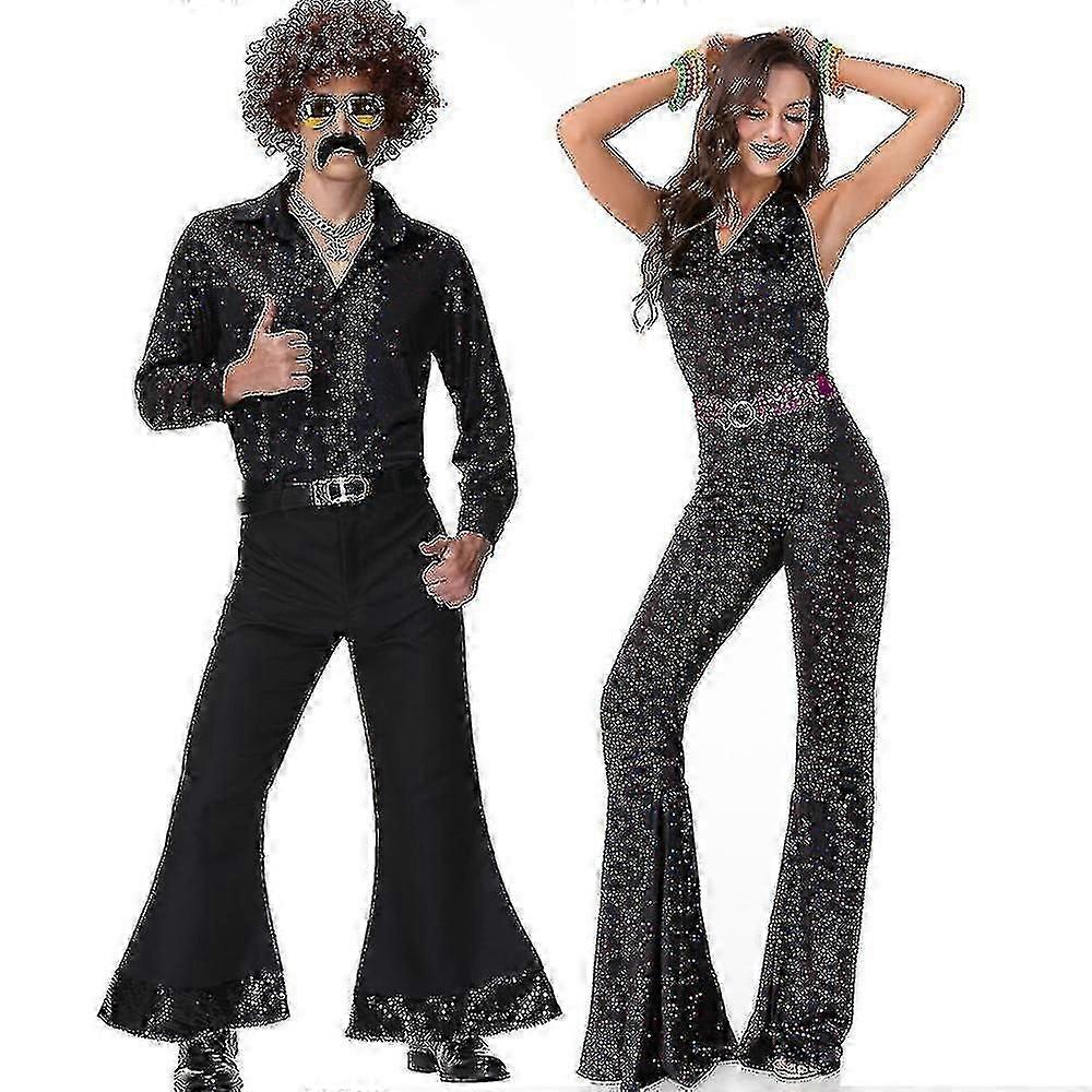 衣類大人レトロヨーロッパとアメリカの70年代ディスコスチュームカップルコスチュームバーナイトクラブコスチューム-XinHan