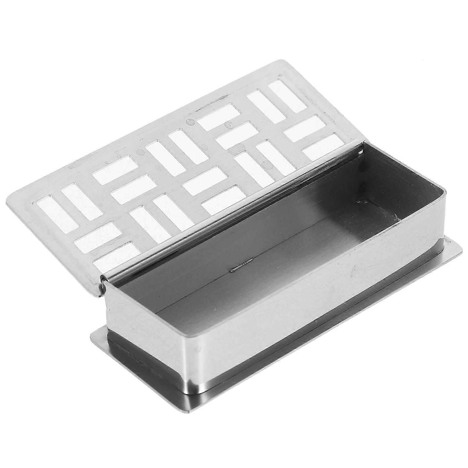 Toothpicks Holder Toothpick Storage Box Hollow Grid Silver 10.50X4.00X2.20CM Stainless Steel Tabletop Placement 1Pcs