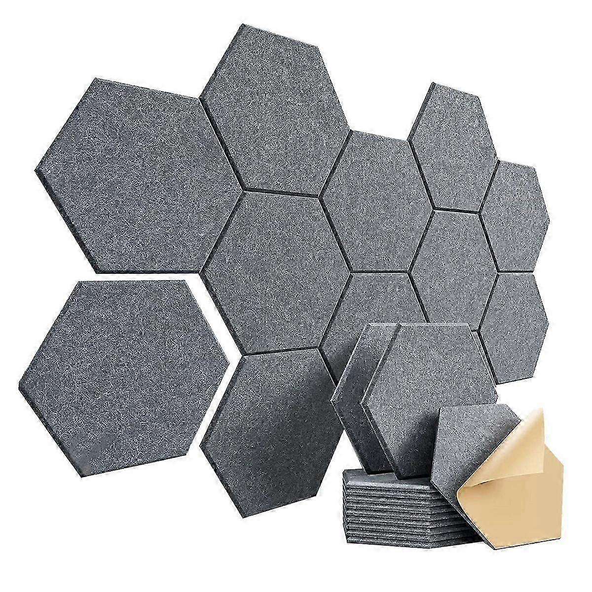 12Pcs -Adhesive Sound Proof Foam Acoustic Panels,12X10X0.4In Hexagonal,Reduce Noise and Eliminate E