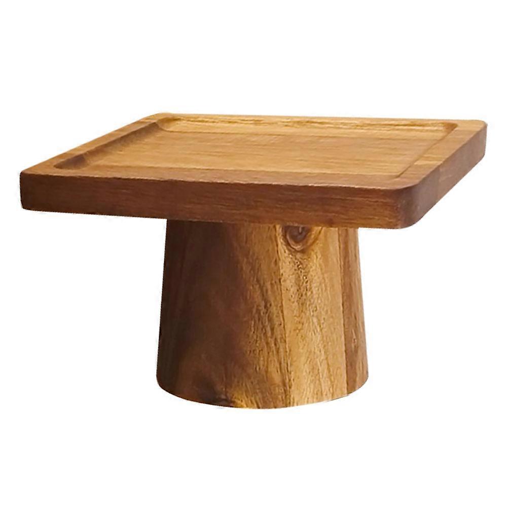 Khaki Wooden Cake Stand with Elevated Pedestal Design for Display Use Ideal for Serving Desserts and Snacks