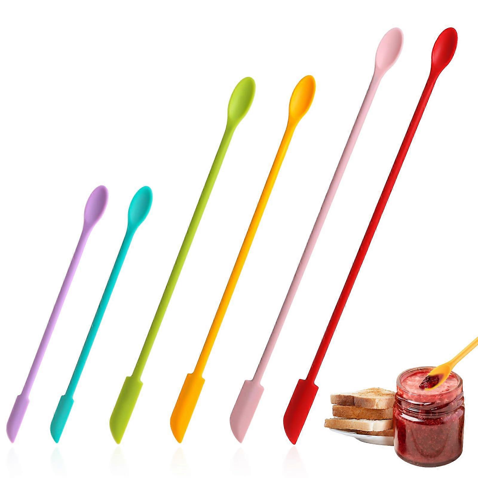 Small Silicone Spatula Set, Mini Double-Sided Reusable Kitchen Spatulas for Beauty, Jam Jars, and Resin Palettes (Pack of 6)