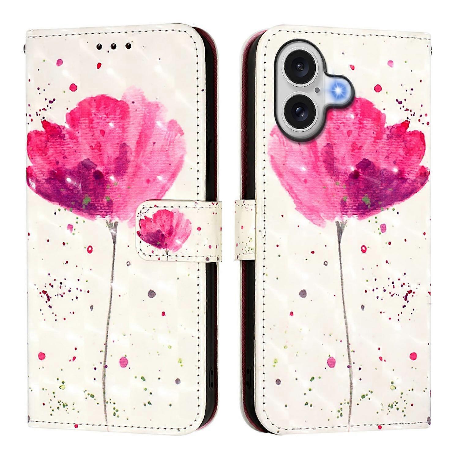 For iPhone 17 Leather Case Pattern Printing Wallet Stand Mobile Cover with Strap