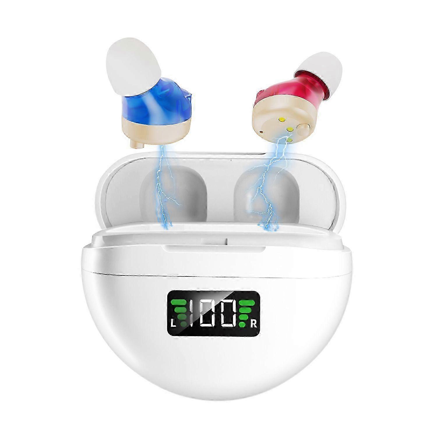 Hearing Aids for Seniors with Noise Cancelling with Magnetic Charging Case  (Red and blue)