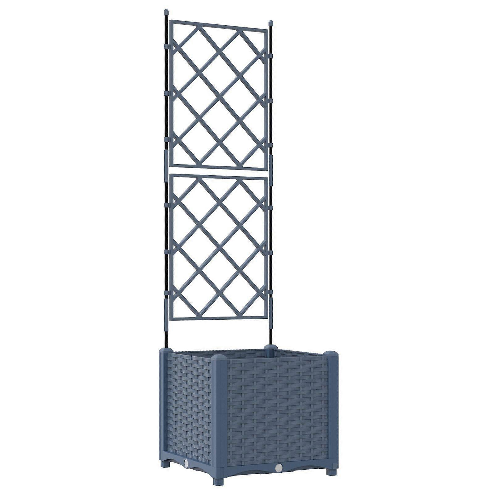 Quadratic gray plant pot with grid UVresistant Modern design 40 x 143 cm