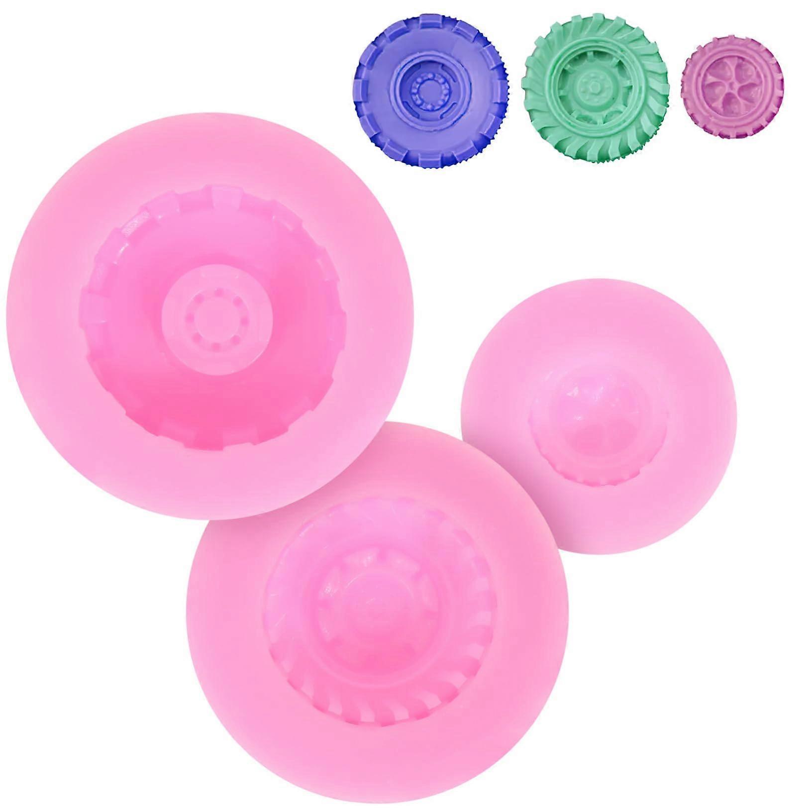 Pack of 3 Silicone Cake Moulds for 3D Tyre-Shaped Fondant Desserts, Muffins, and Ice, Flexible Chocolate Baking Moulds