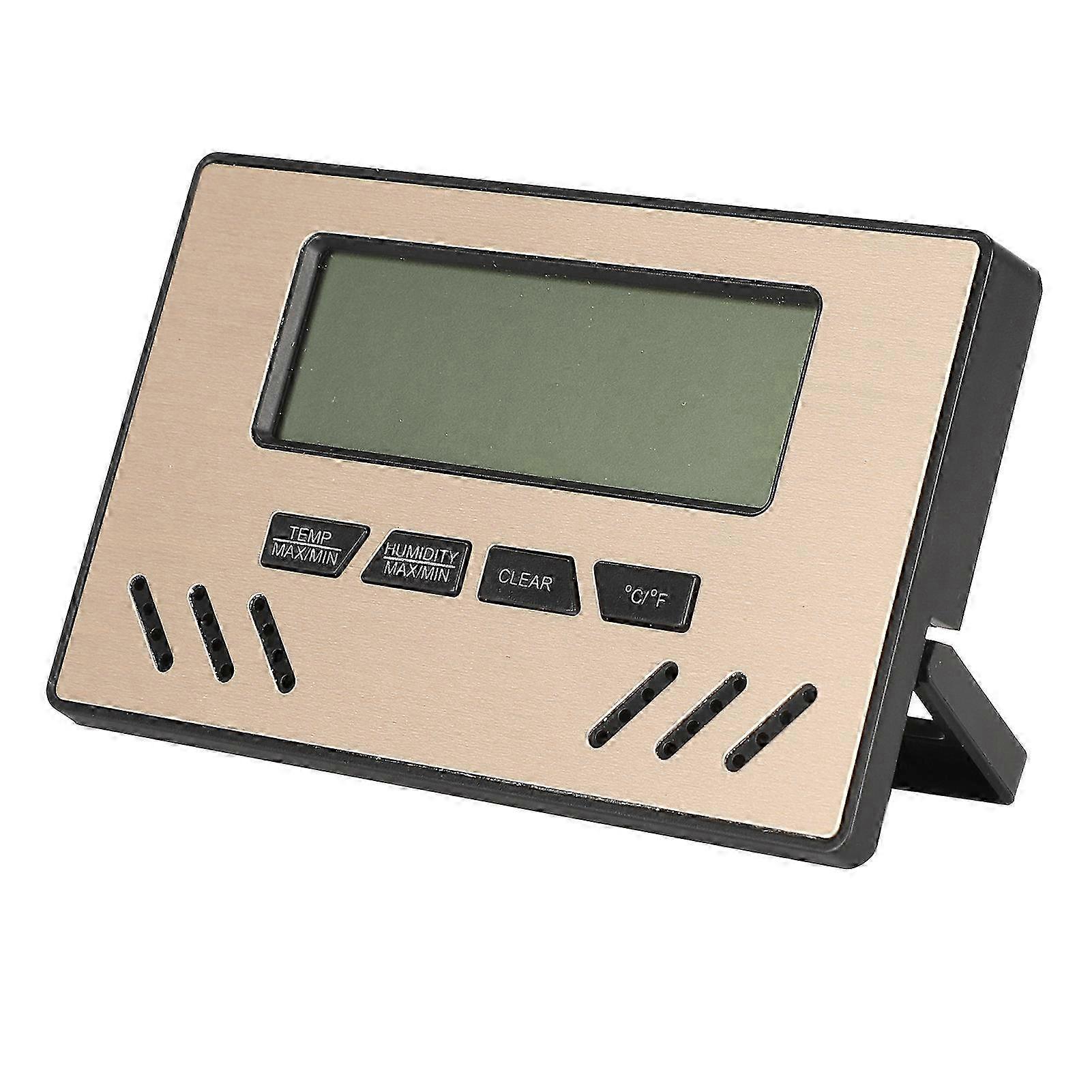 Indoor Cigar Hygrometer Thermometer Dual Display Humidity Temperature Meter Tool (Gold)