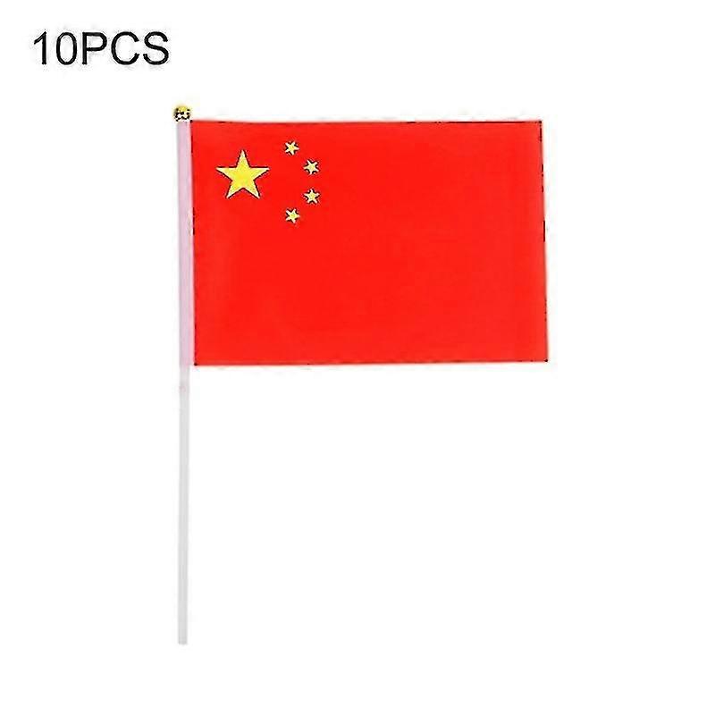 10pcs Hand Waving Flag Double-Sided Printed Red Polyester Classic Elements Small National Flag