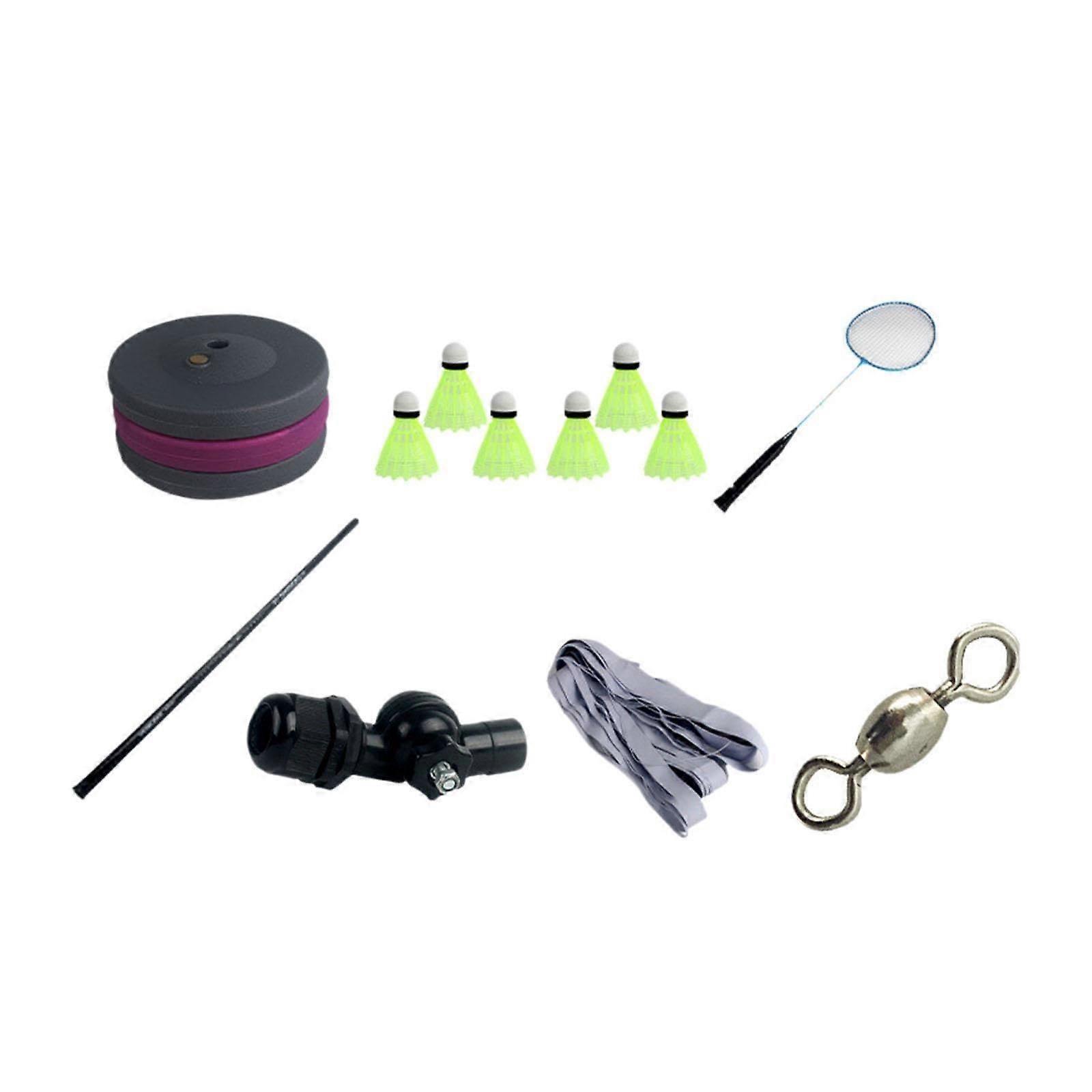 Badminton Training Kit, Portable Adjustable Height Badminton SelfTraining Tool for Beginners, 4m, 1 Racket