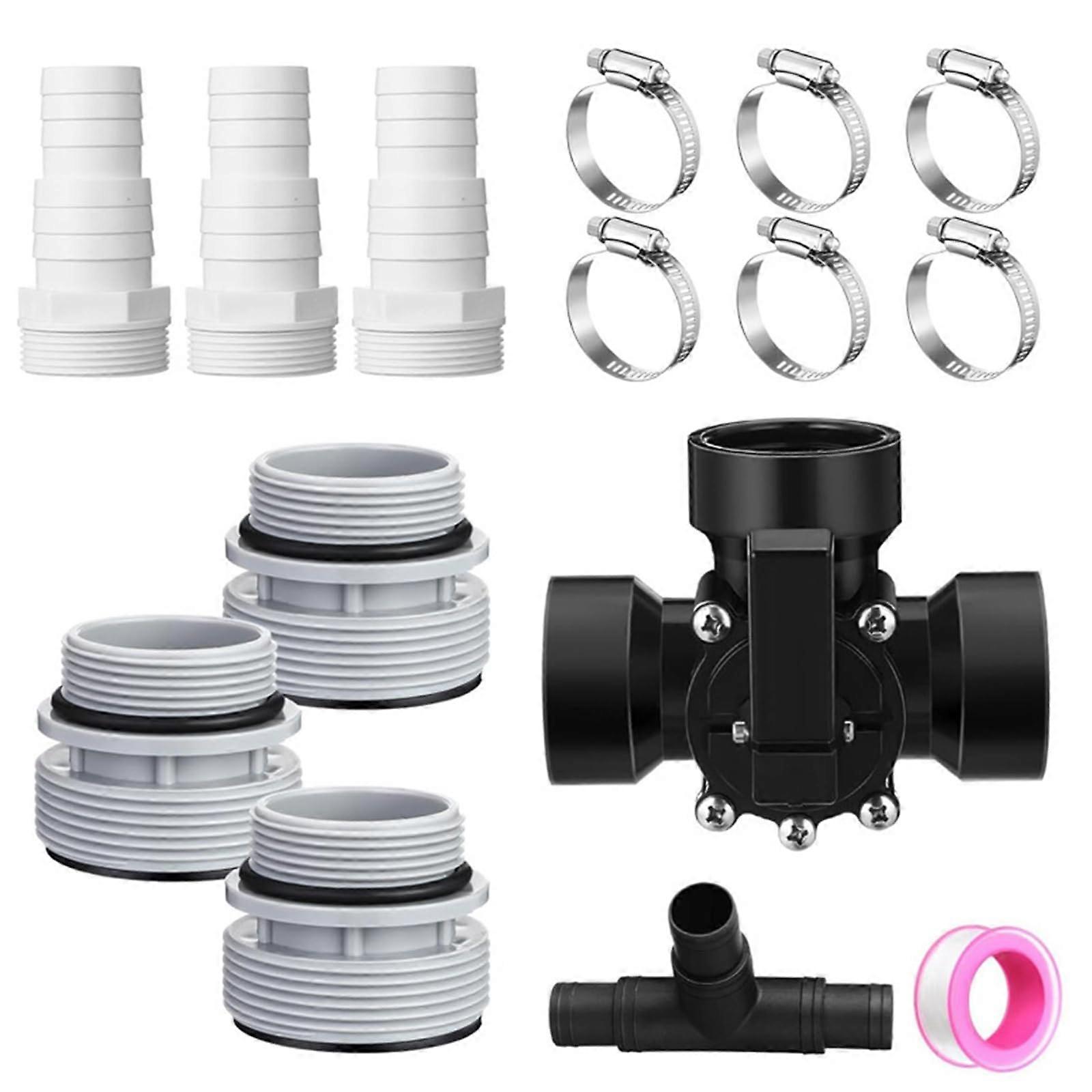 ABS Pool Diverter Valve Systems Hose Adapters Hose Clamps Sealing Rings ABS Texture Pool Filter Connection Adapter For The Pool Set For The Pool Black