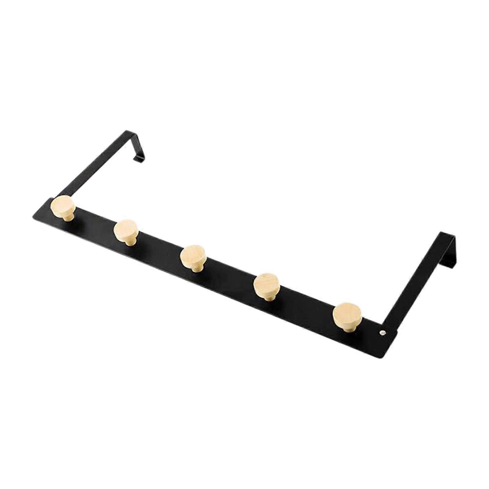 Clothes hanger made of wrought iron, 5 hooks storage shelf wall coat rack black