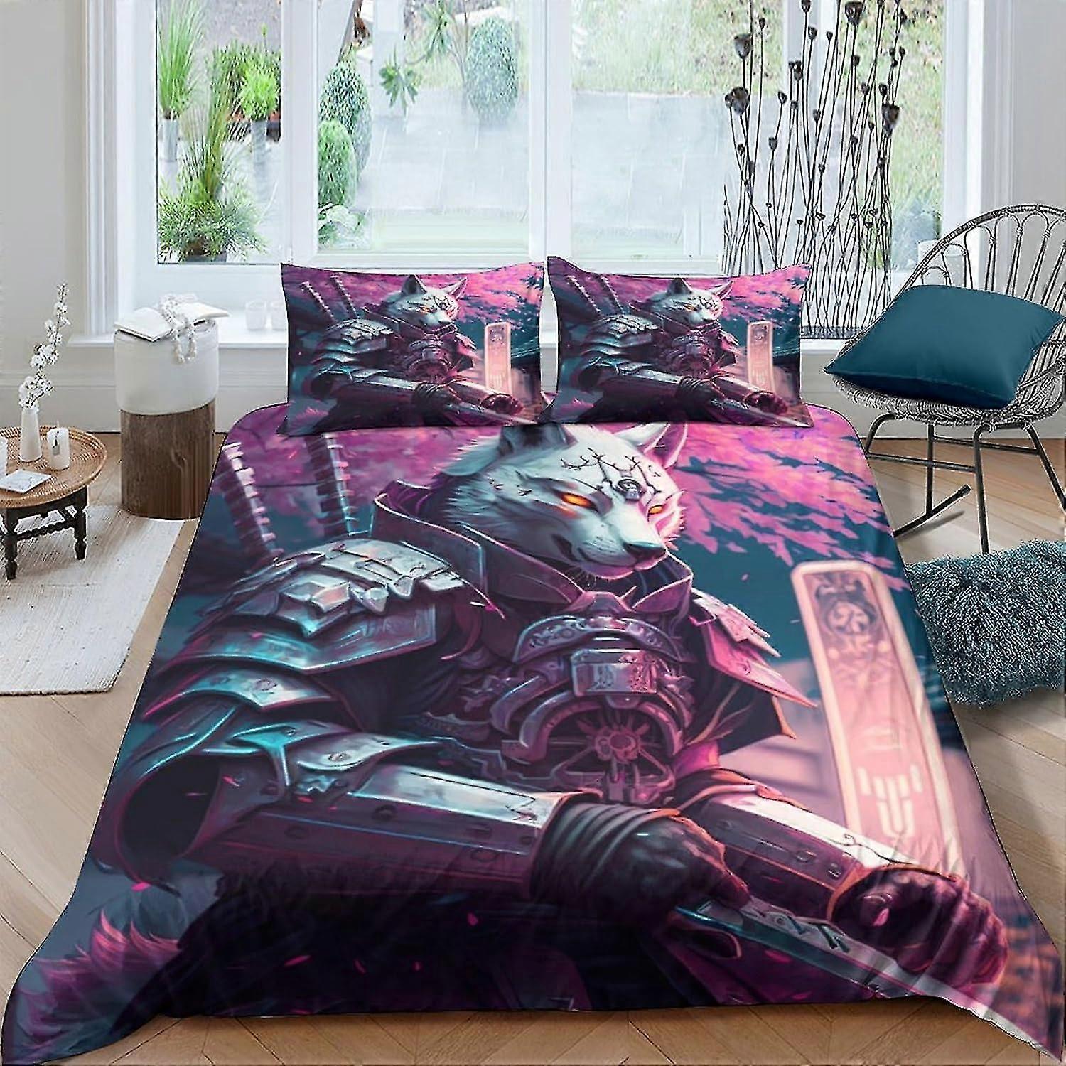 Comforter Cover for Boys and Girls with 3D Printed Wolf Design, Soft Microfiber Bedding Set with Zipper Closure and Pillow Cases