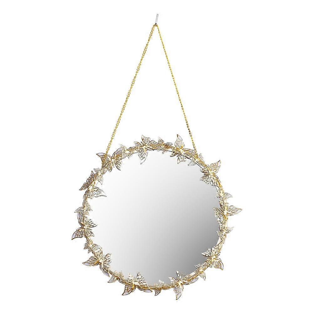 Golden Butterfly Round Hanging Decorative Mirror