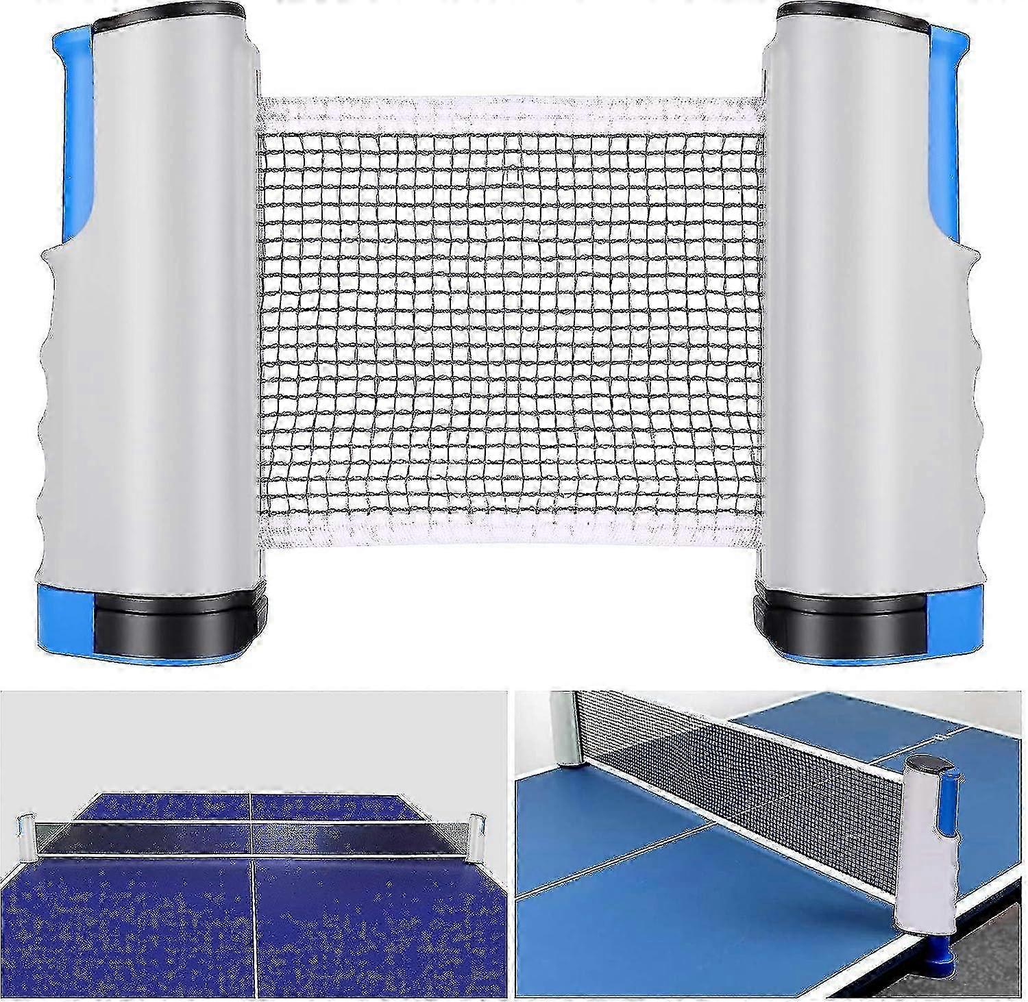 Ping pong net retractable table tennis adjustable portable indoor outdoor gray