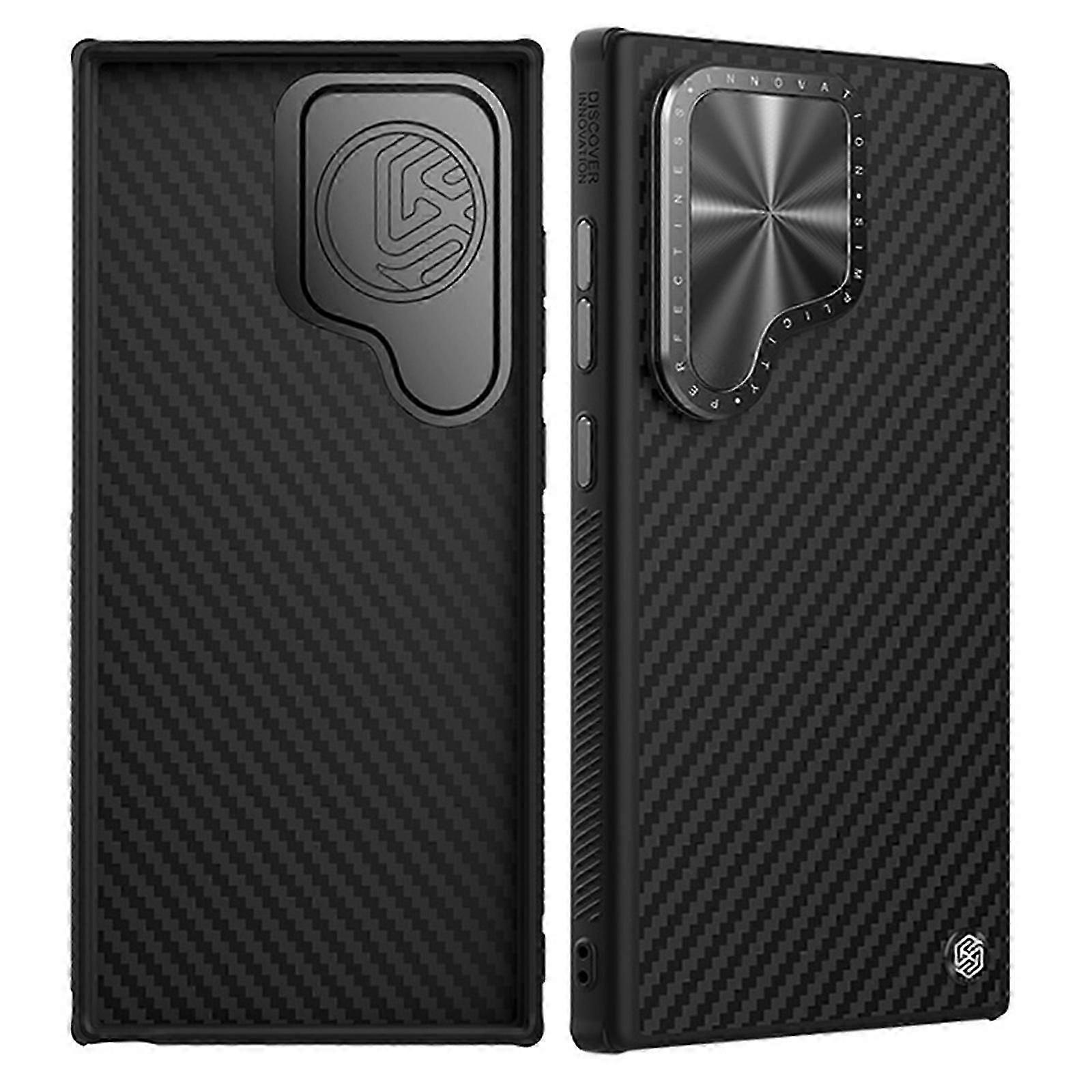 Fibrous Case for Samsung Galaxy S24 Ultra with Camera Invisible Stand, 360 Degree Full Protection Cover