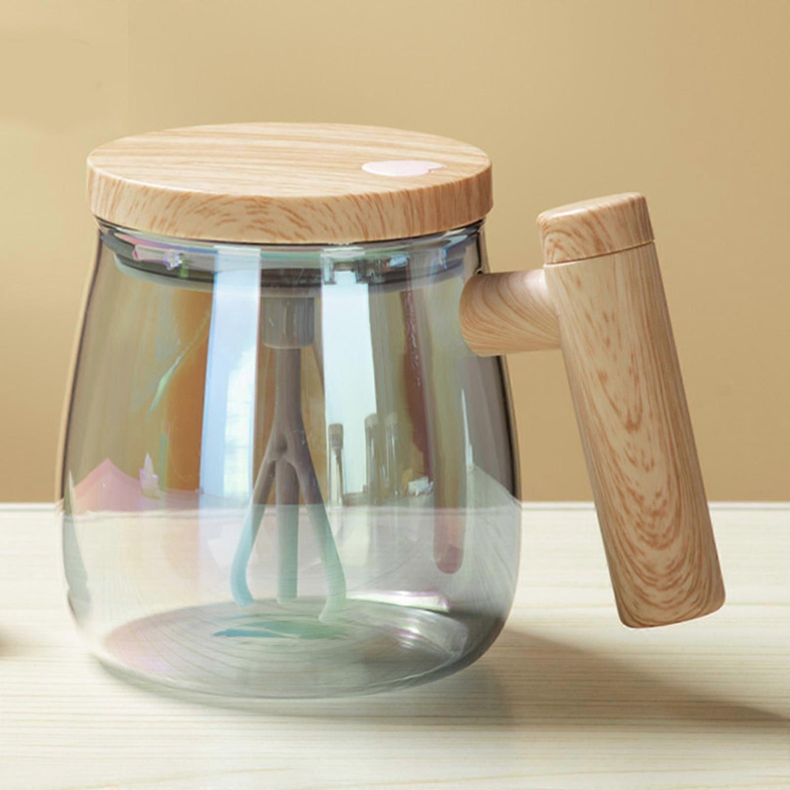 自己攪拌マグ、電動高ホウケイ酸ガラス混合コーヒーマグ回転ホームオフィストラベル攪拌カップ、コーヒー/ミルク/プロテインパウダー用