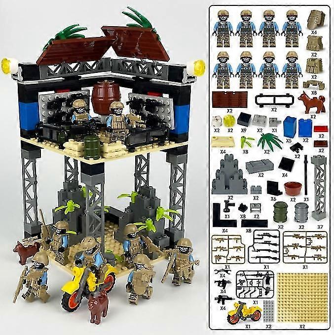 New version MOC Desert Reconnaissance Observatory with 12 anti-terrorism unit building blocks and military toy sets