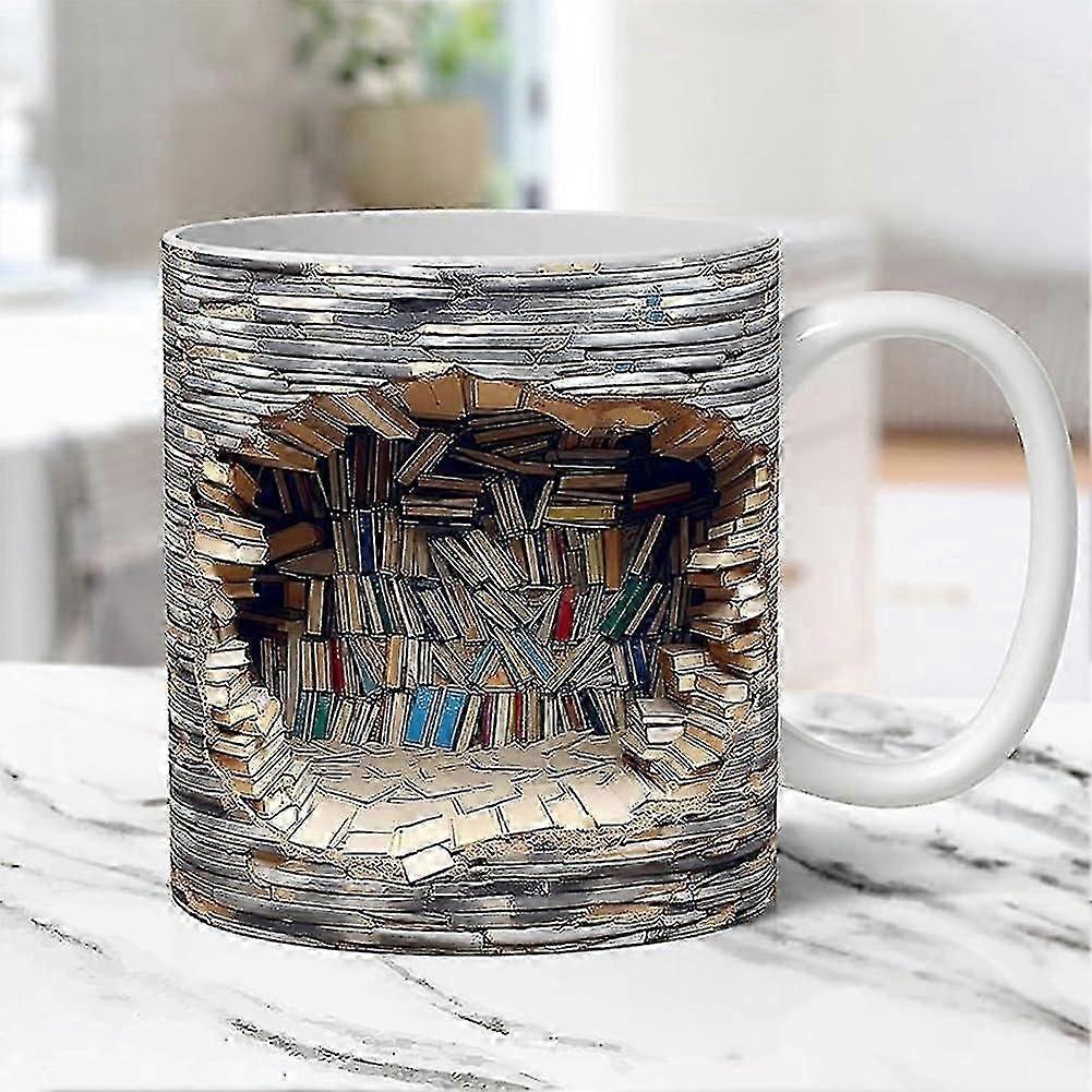 3d Bookshelf Mug,3d Effect Books Mugs, Creative Space Design Multi-purpose Mugs,coffee Mug Library Bookshelf Mug