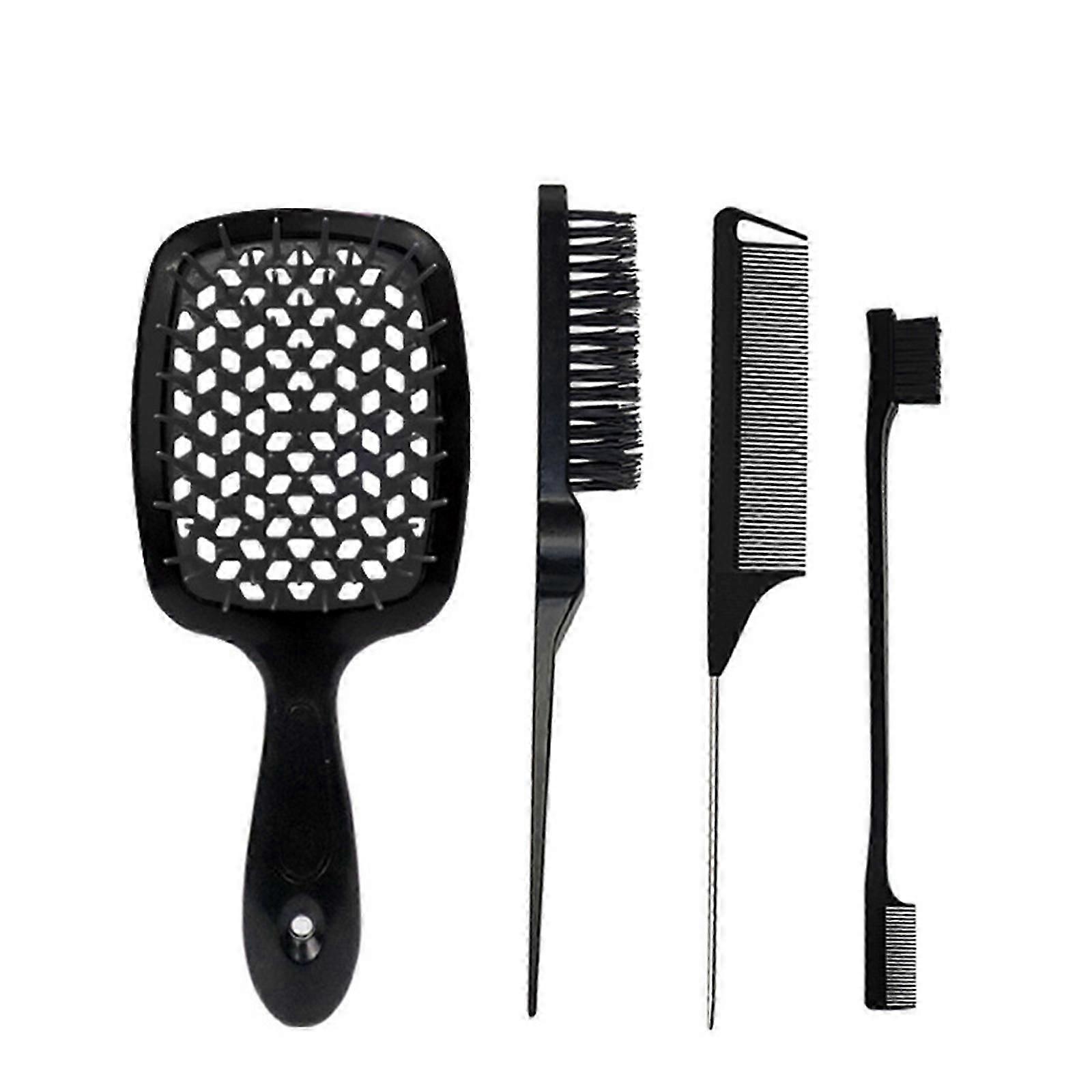 Ensemble de peignes de coiffure - Peigne creux, peignes à queue de rat, brosse à taquiner les cheveux et brosse de bord + peigne à cils Brosse à sourcils à double tête