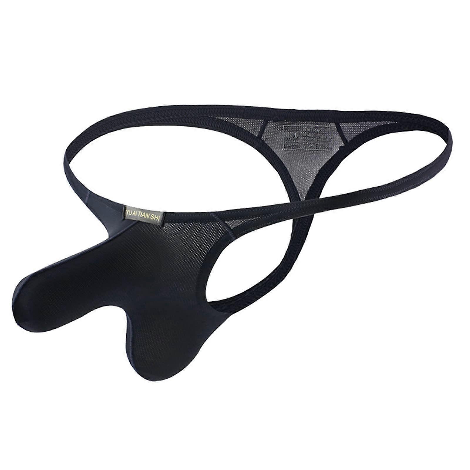 Men's Ice Silk Elephant Nose GStrings Ultra Thin Mesh Briefs Comfortable Low Waist Thong XL