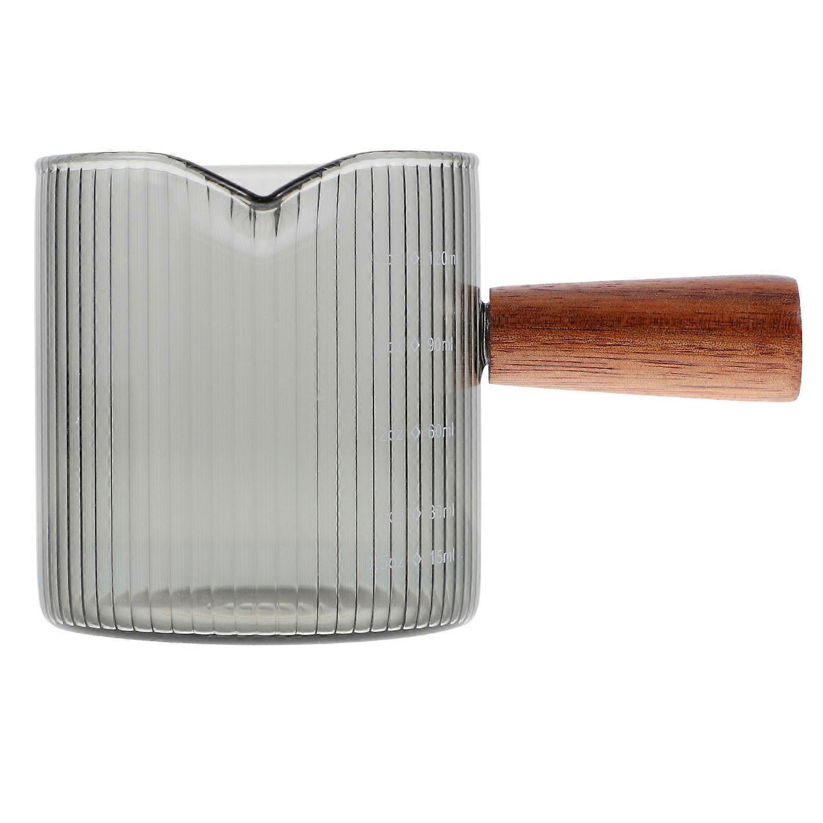 Clear Glass Milk Jug with Pouring Spout and Handle – Espresso Measuring Pitcher for Creamers, Sauces, and Dressings – Mini Dispenser for Home and