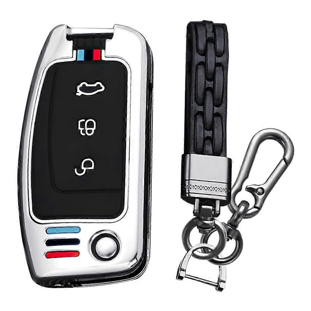 Key Case For Ford Fiesta, Focus MK2, EcoSport, C-Max, Protective Metal Housing, Silver