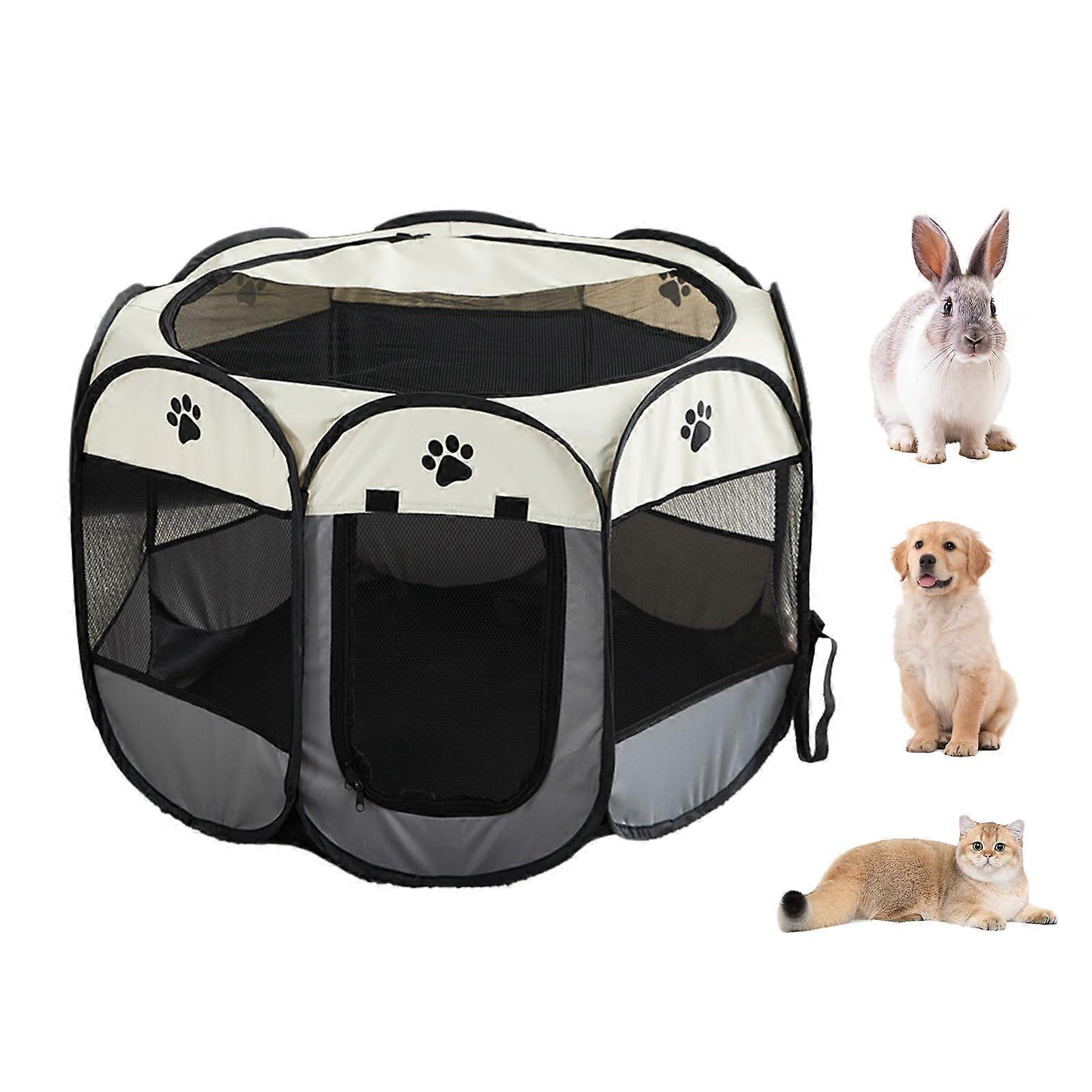 Portable Pet Play Pen Removable Foldable Dog Crate With Zip Oxford Fabric Breathable Fence For Rabbits Chicks Cats