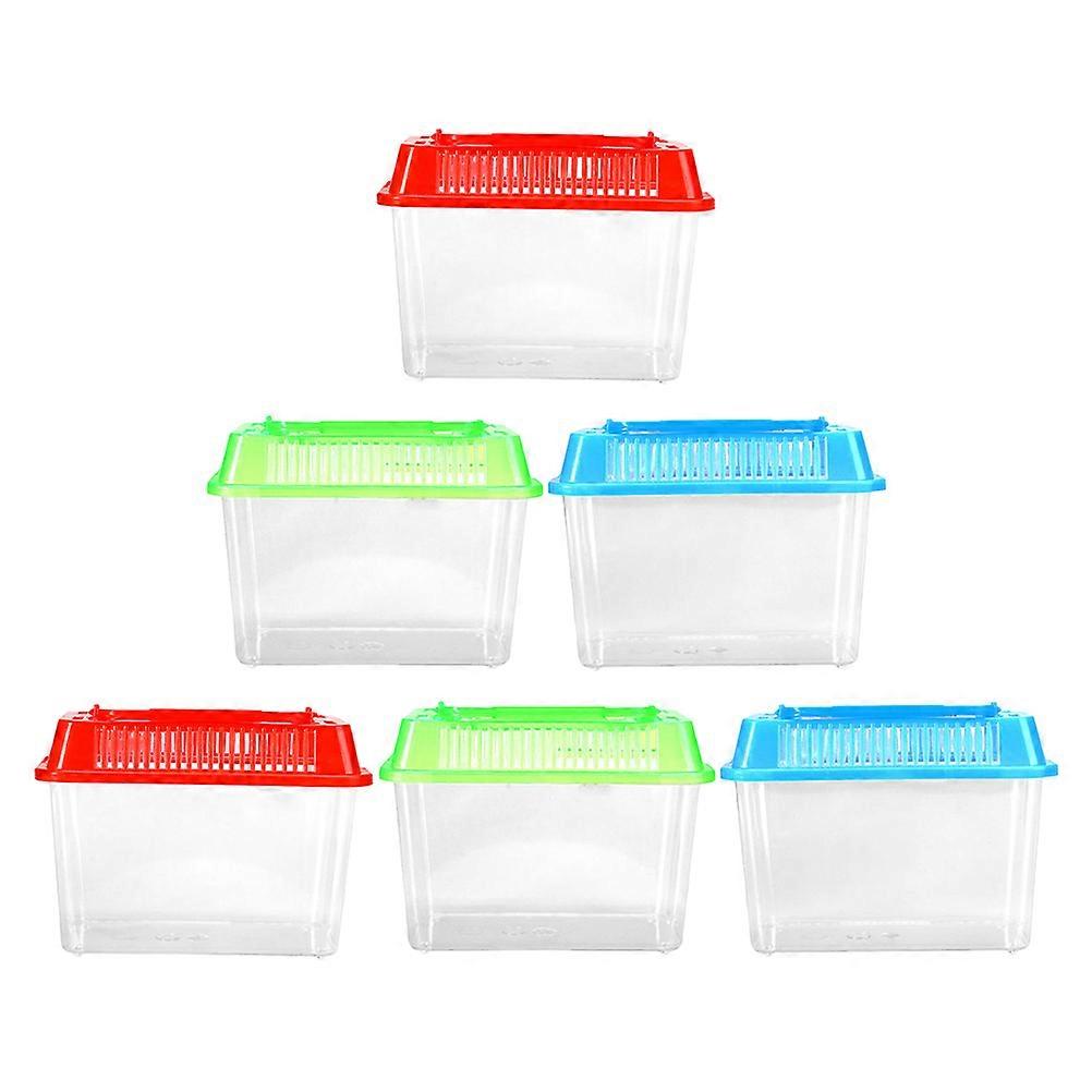 6pcs Portable Transparent Plastic Fish Tank for Goldfish, Reptiles, Turtles, and Small Pets – Lightweight Handheld Breeding & Feeding Box Lid
