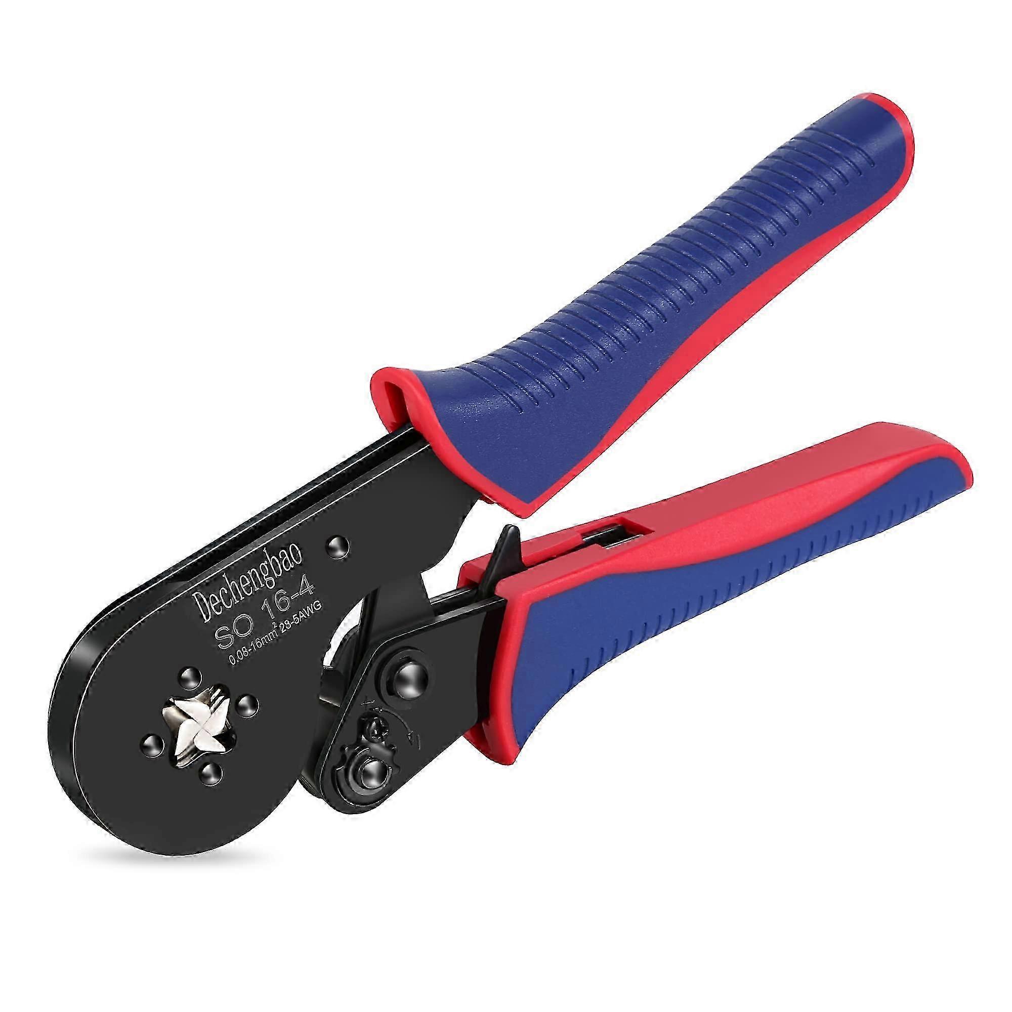 Ferrule Crimping Tool 16-4 AWG, Square Jaw Wire Crimper for 30-5 (0.08-16mm) with Ratchet, Crimping Pliers for Electrical Work