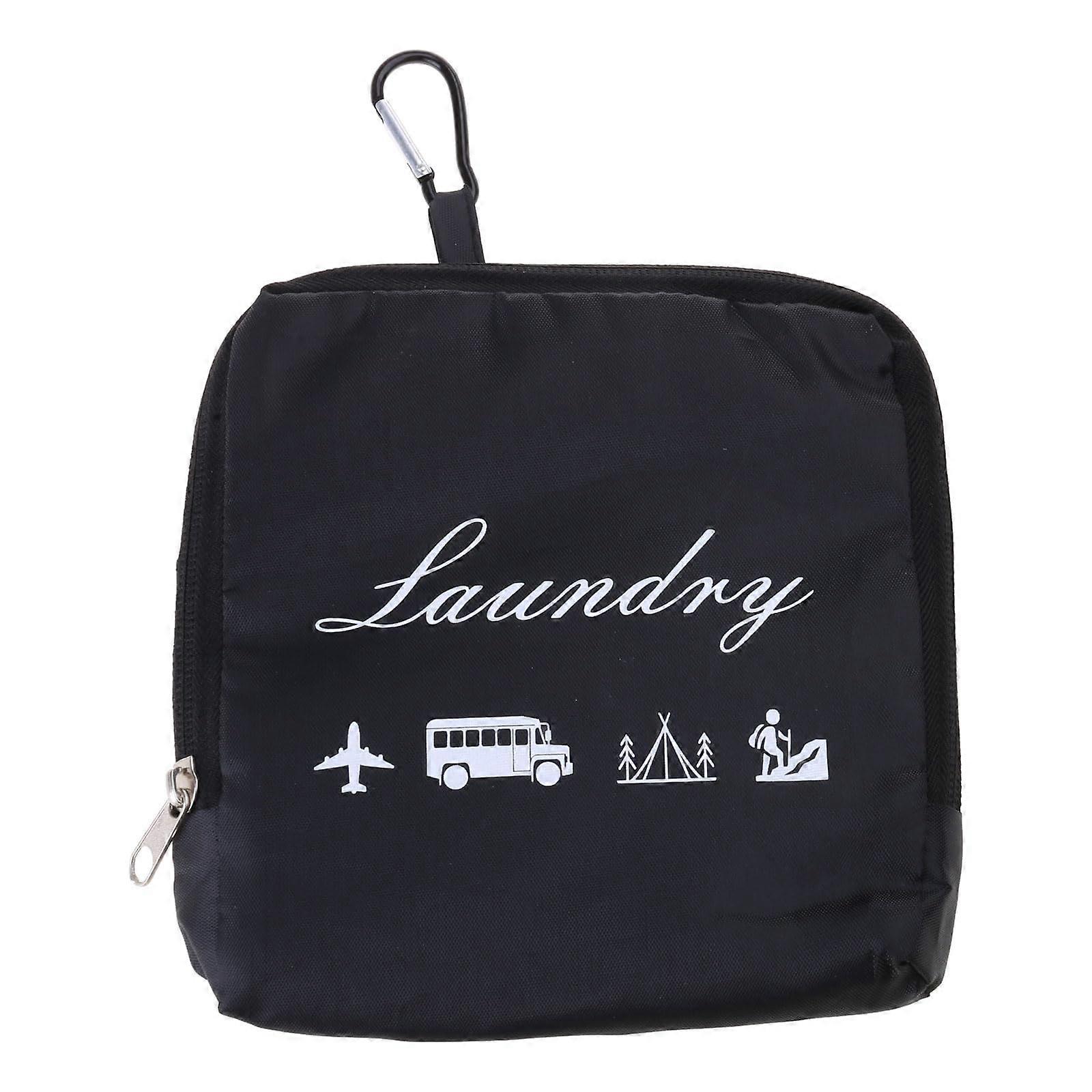 Foldable laundry bag for dirty clothes, washable and compact, laundry bag with handles for suitcase, gym, camping, black
