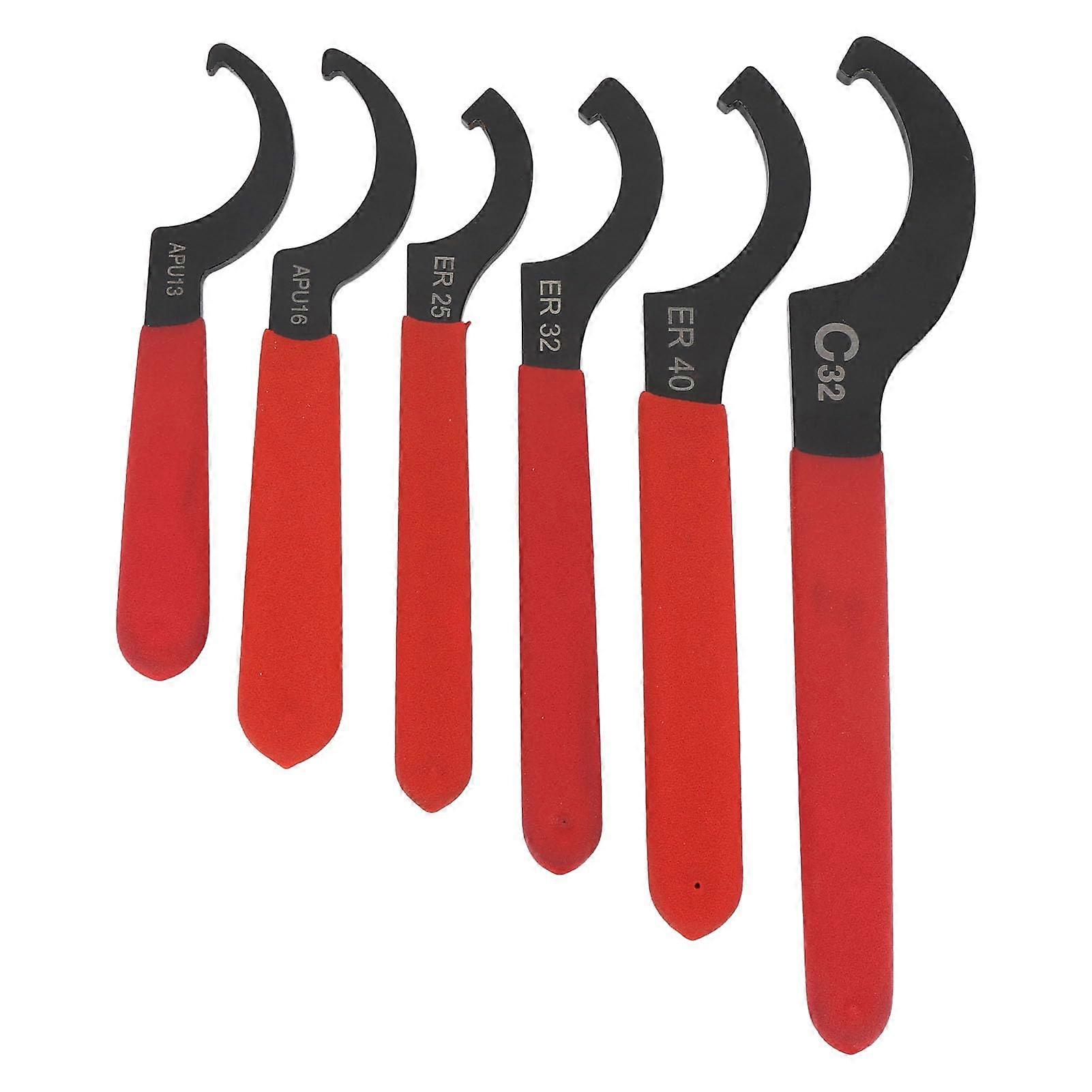6pcs Universal Adjustable Wrench Set APU13 ER25 32 40 C32 Steel Shock Absorber Hook Spool Adjustment Tool