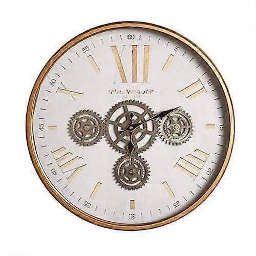 Wm Widdop White Wall Clock with Moving Gears and Plastic Frame 45cm