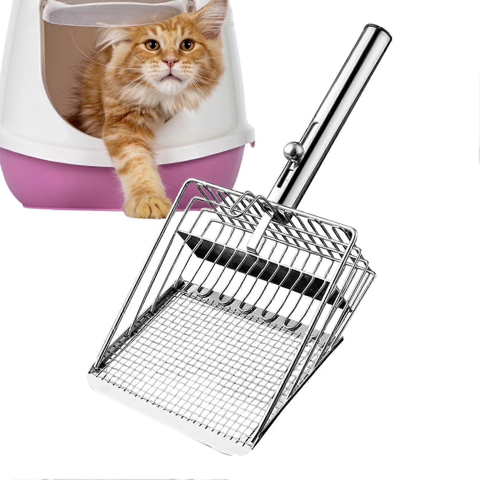 Cat Litter Scooper, Heavy Duty Metal Sifting Shovel with Ergonomic Handle, Durable Mesh for Kittens, Extra-Strong Design
