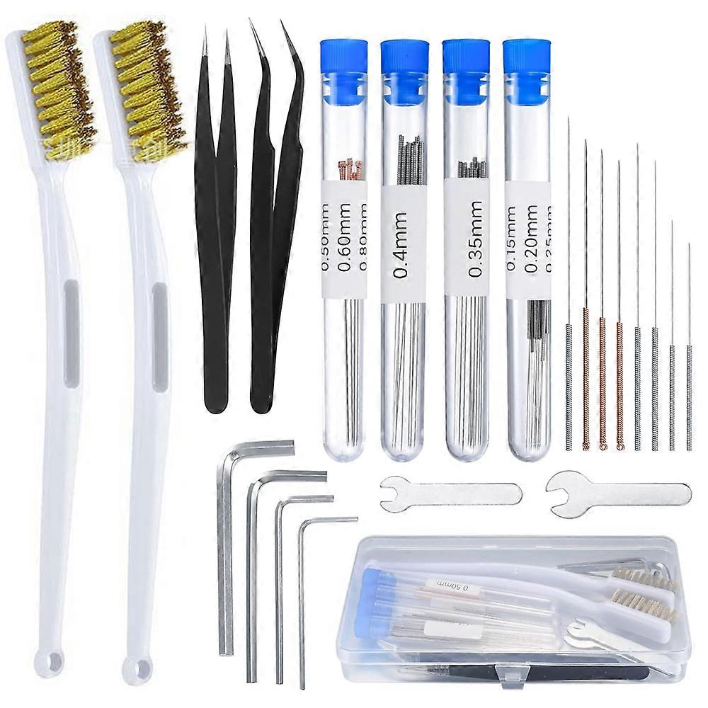 48Pcs 3D Printer Nozzle Cleaning Kit 0.15/0.25/0.35/0.4/0.5/0.6/0.8mm