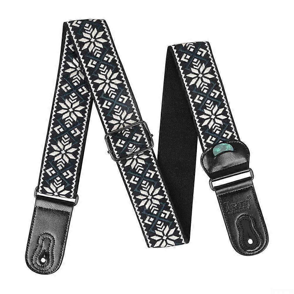 Embroidered Cotton Guitar Strap Adjustable Length Suitable for Various Guitars with Picks (310)