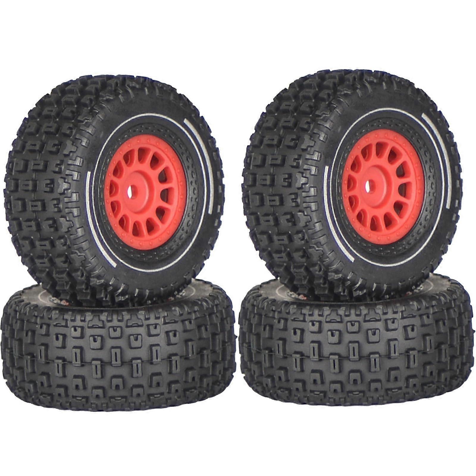 65x28.5mm Hex Hub 12mm RC Rubber Tires for ARRMA 1/14 Mojave GROM Remote Control Car, Red, 4-Pack