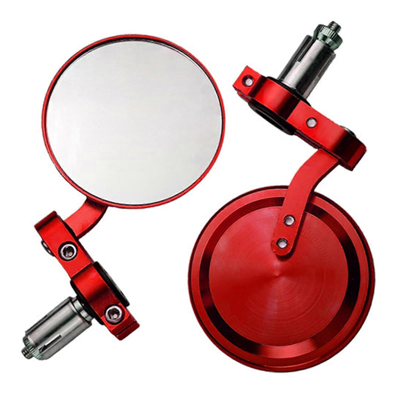 Anti Corrosion Motorcycle Rear View Mirrors 360 Adjustable Wide Angle Lens for Blind Reduction & Secure Parking  Red