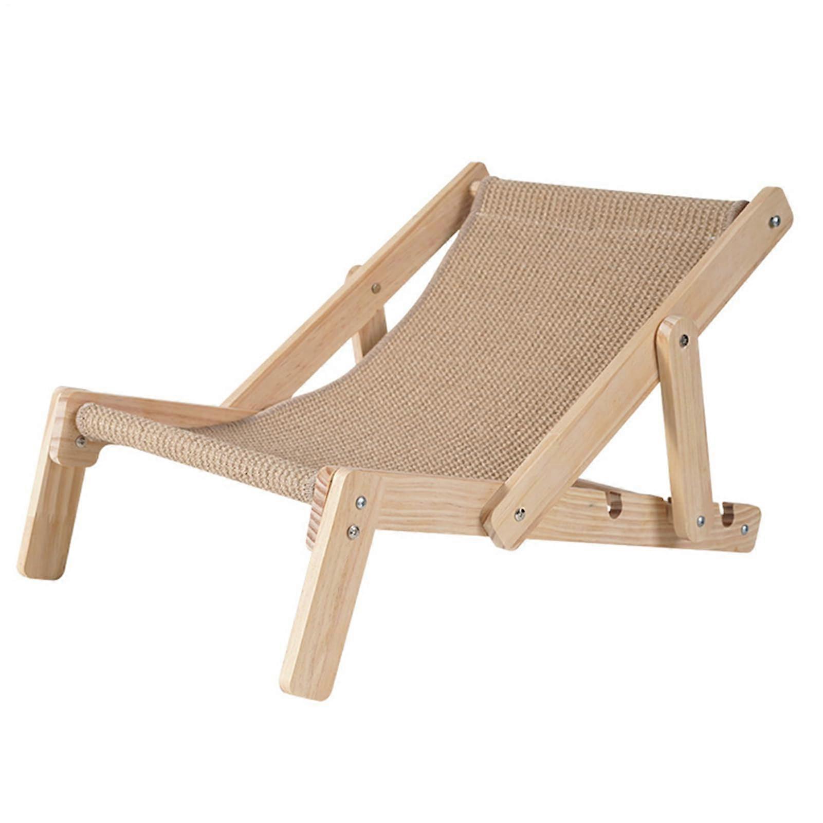 Raised Cat Chair Bed Solid Wood With Removable Sisal Pad, Adjustable All-Season Cat Hammock And Scratching Post