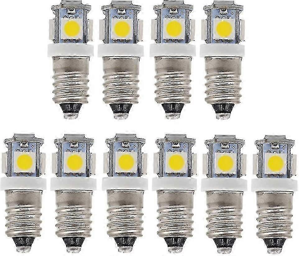 10 Pack E10 9v Cool White 5smd 5w Led Bulbs (cool White, 9v)