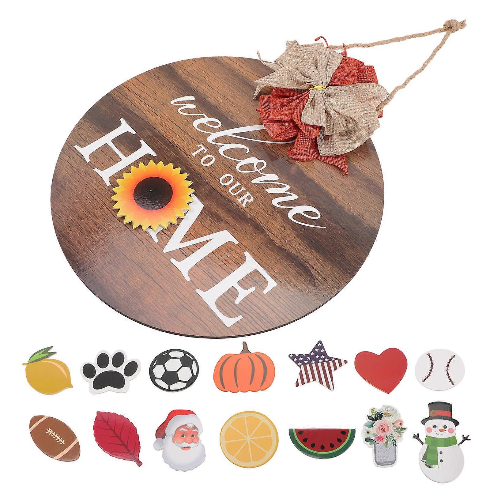 مزرعة الشرفة علامة ترحيب قابلة للتبديل لافتة المنزل قلادة خشبية زخرفية 29x29cm 1 مجموعة