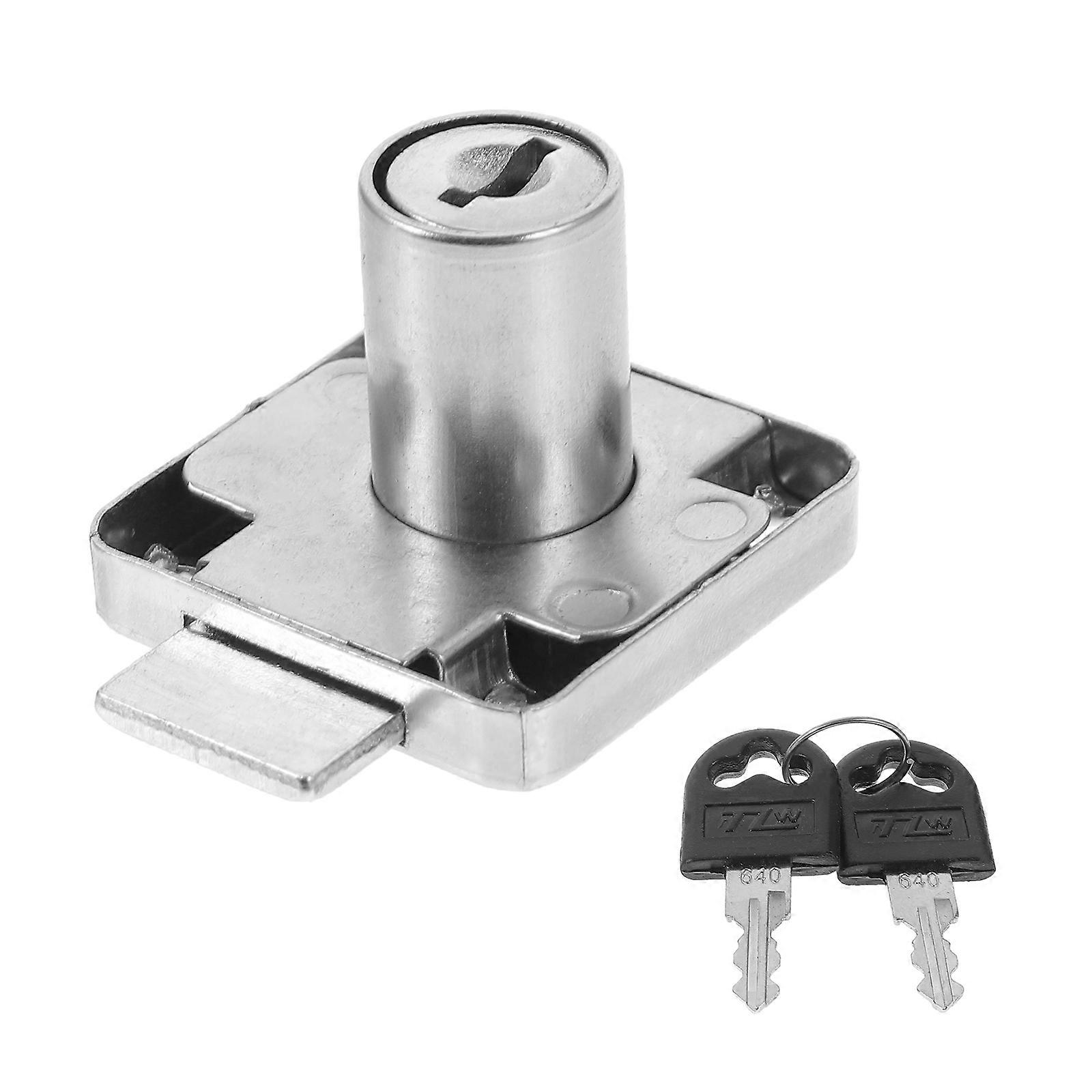 Stainless Steel Cabinet Lock with Key for Secure Locking File Cabinets and Drawers Silver 1.5 Inch