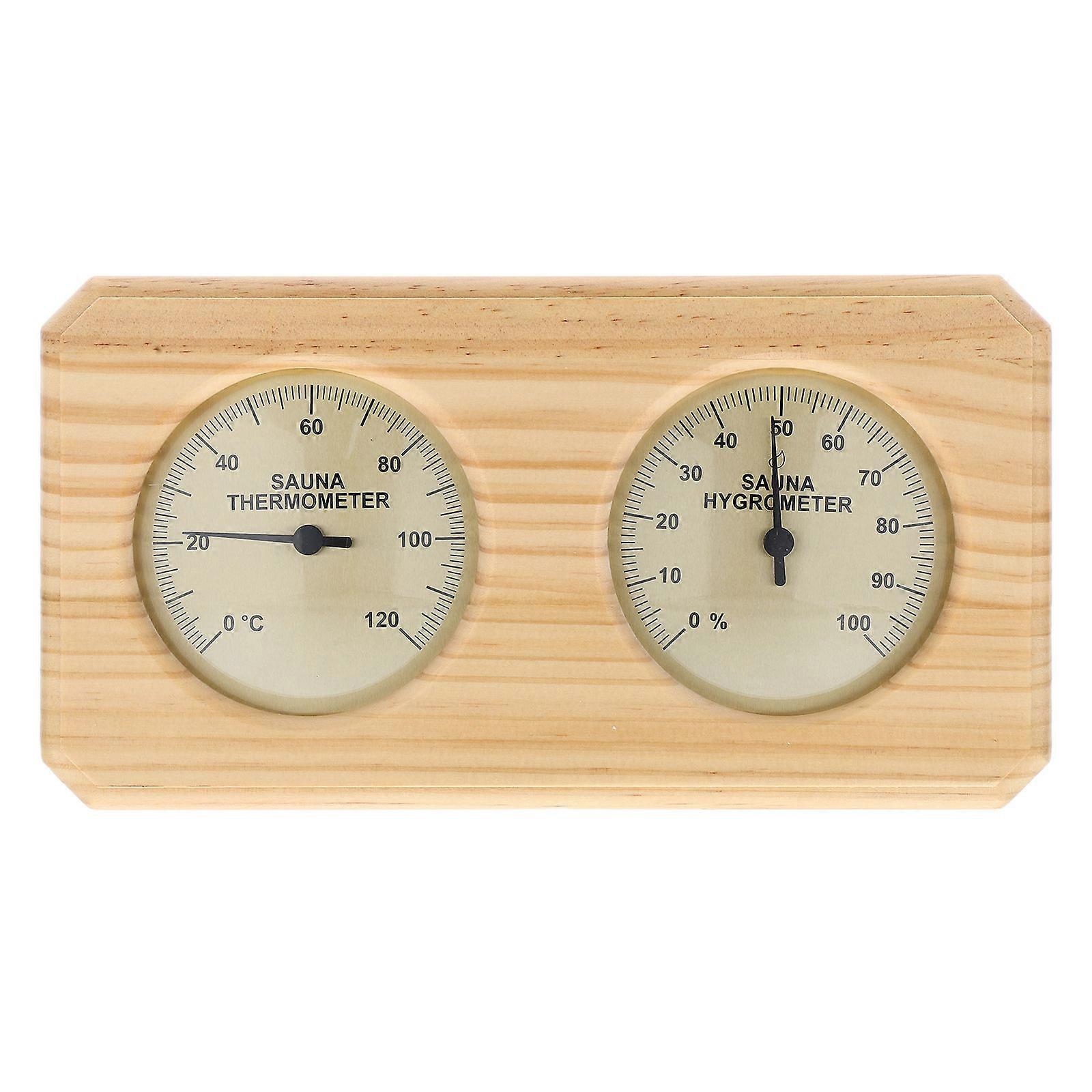 Indoor Room Thermometer And Humidity Meter Precise Readings Wooden Wall Mounted Sauna Accessories 25.60X13.60X3.20CM 1Pack